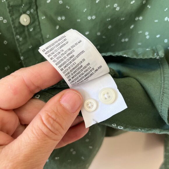 American Eagle Men Sz L Button Up Shirt Green Geometric Long Sleeve Standard Fit - Picture 8 of 8